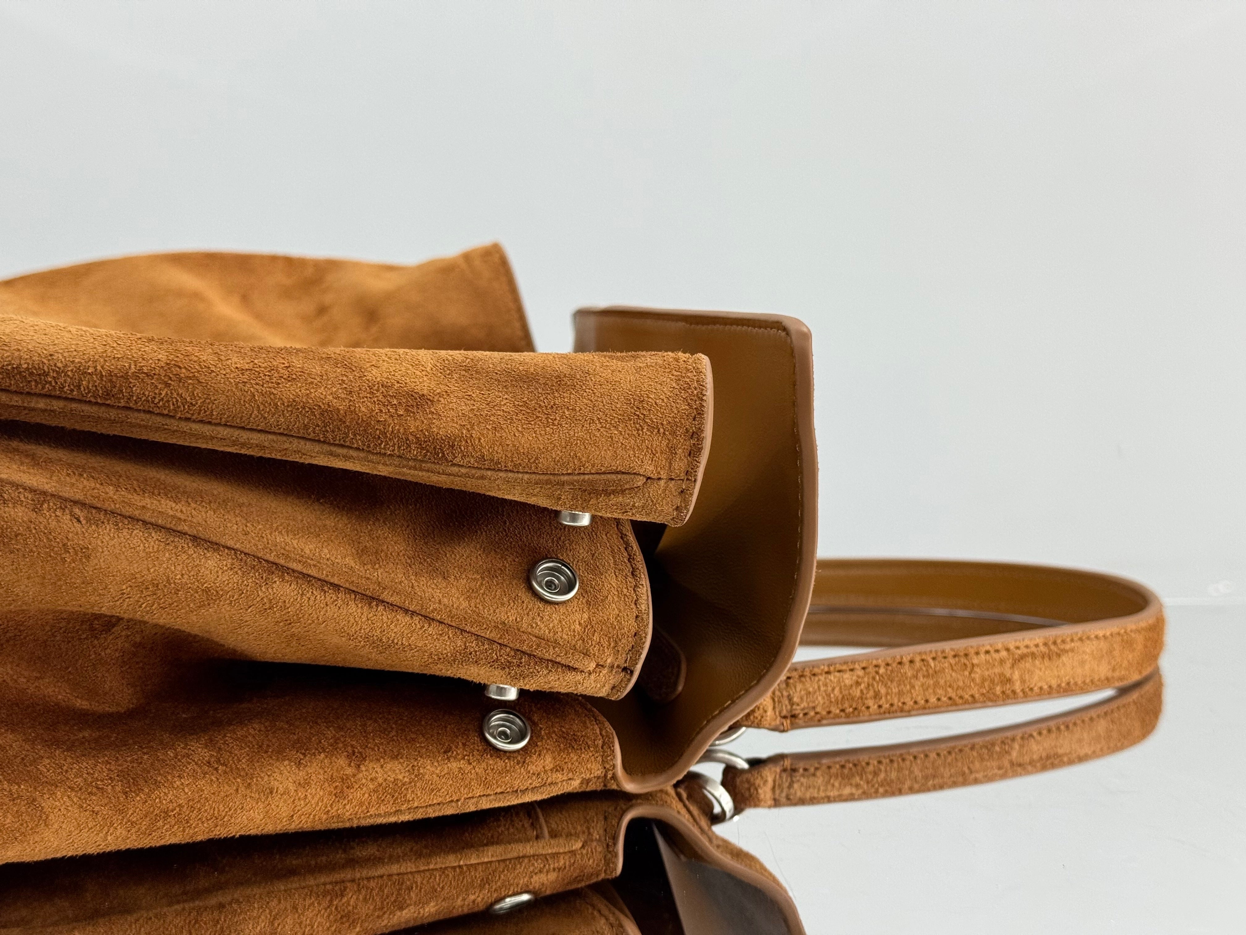 Balenciaga Medium Bag 35 Camel Brown Suede Sliver Hardware