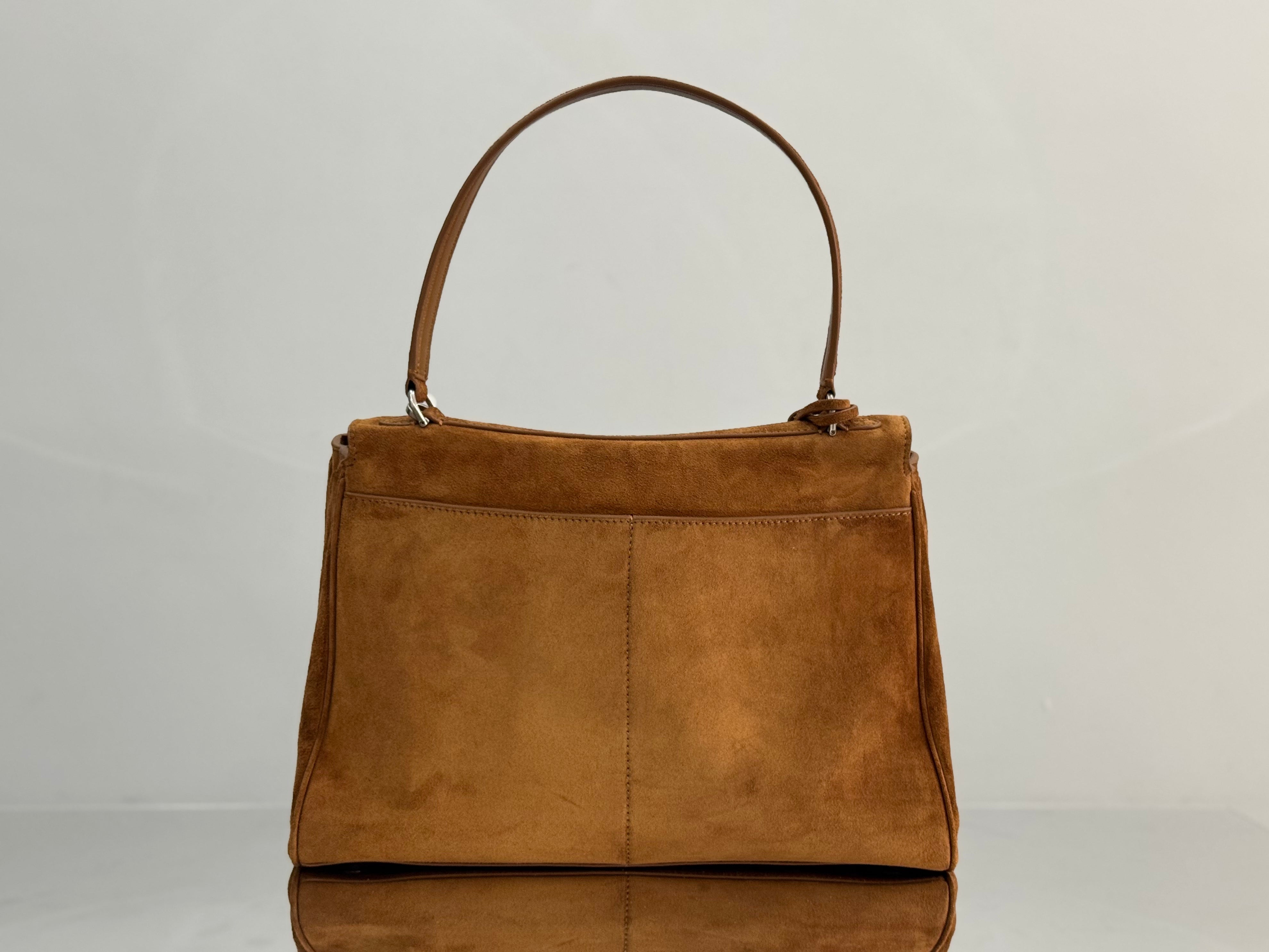 Balenciaga Medium Bag 35 Camel Brown Suede Sliver Hardware