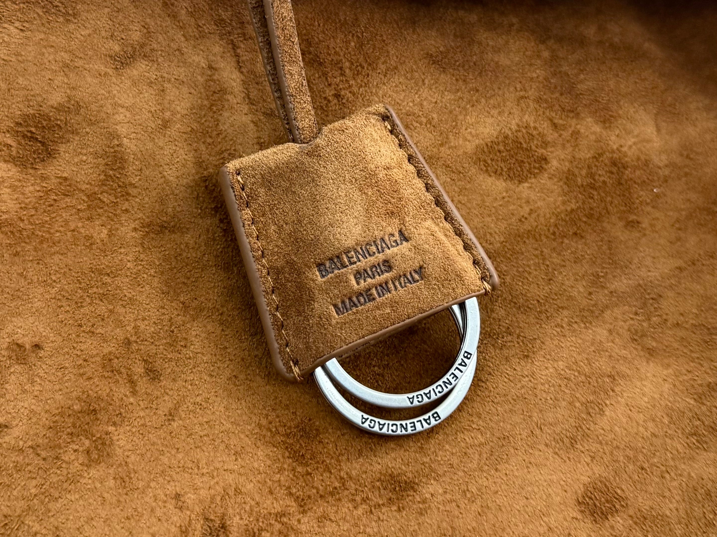 Balenciaga Large Bag 40 Camel Brown Suede Sliver Hardware