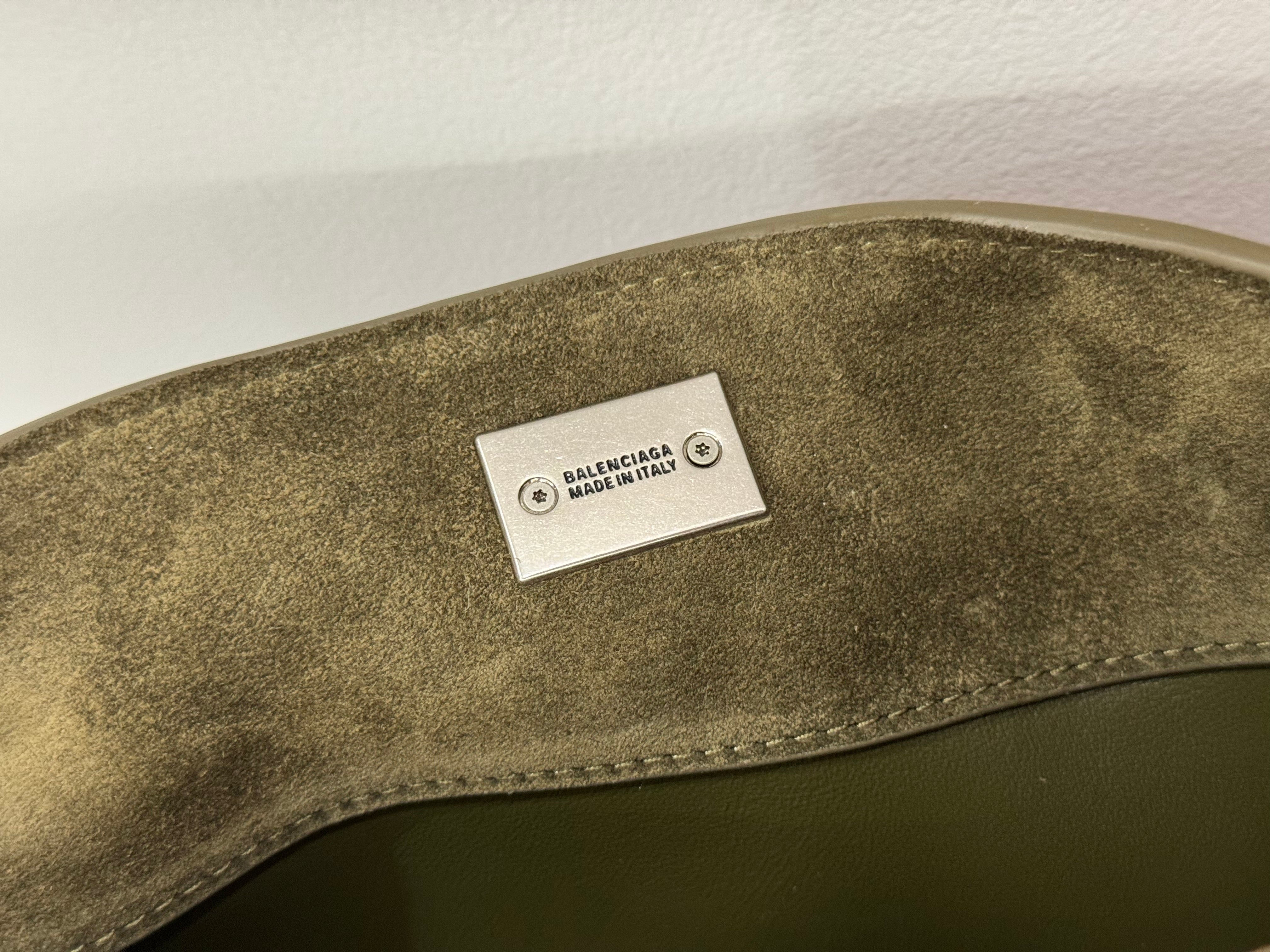 Balenciaga Mini Bag 22 Olive Green Suede Sliver Hardware