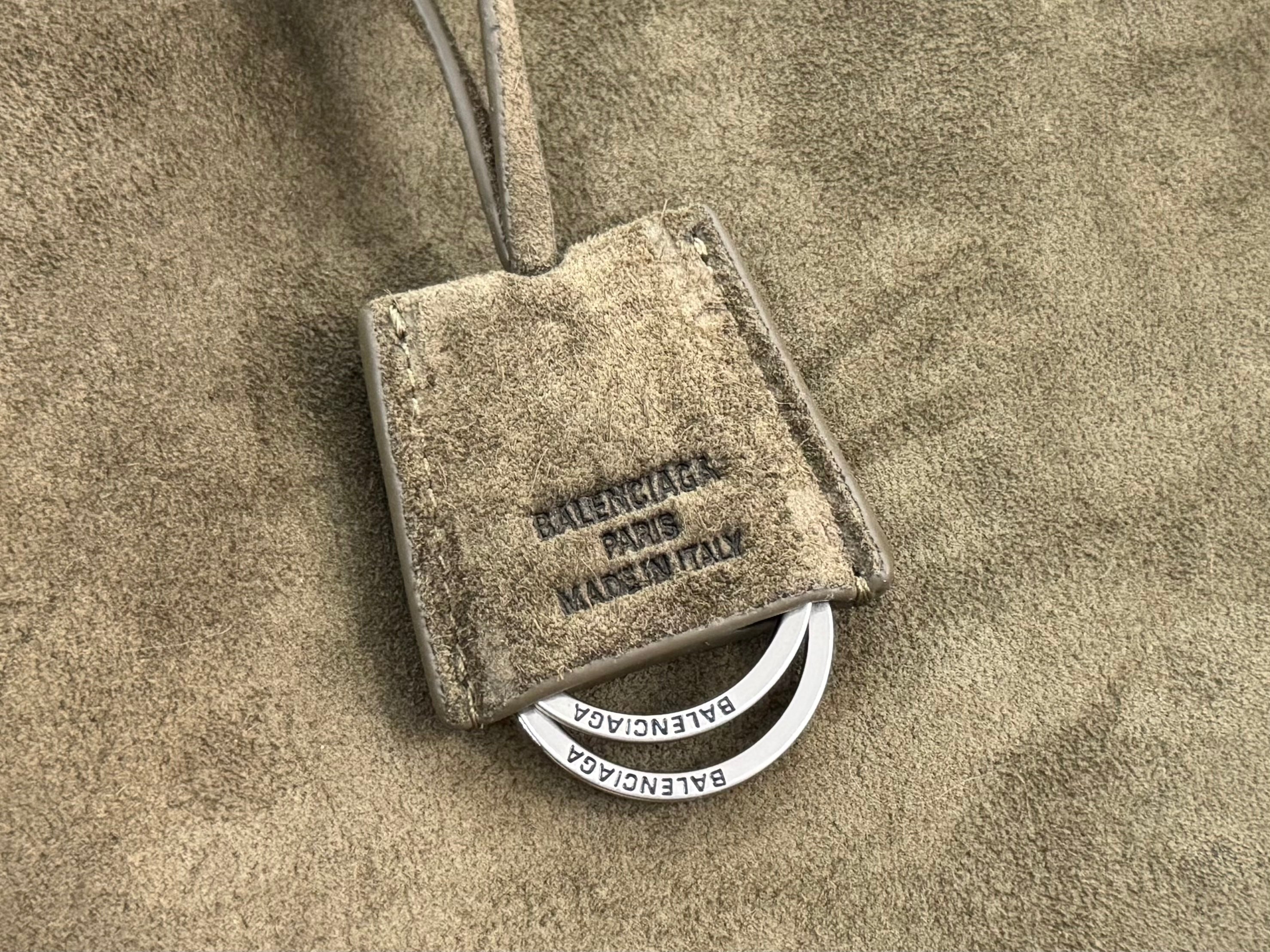 Balenciaga Mini Bag 22 Olive Green Suede Sliver Hardware