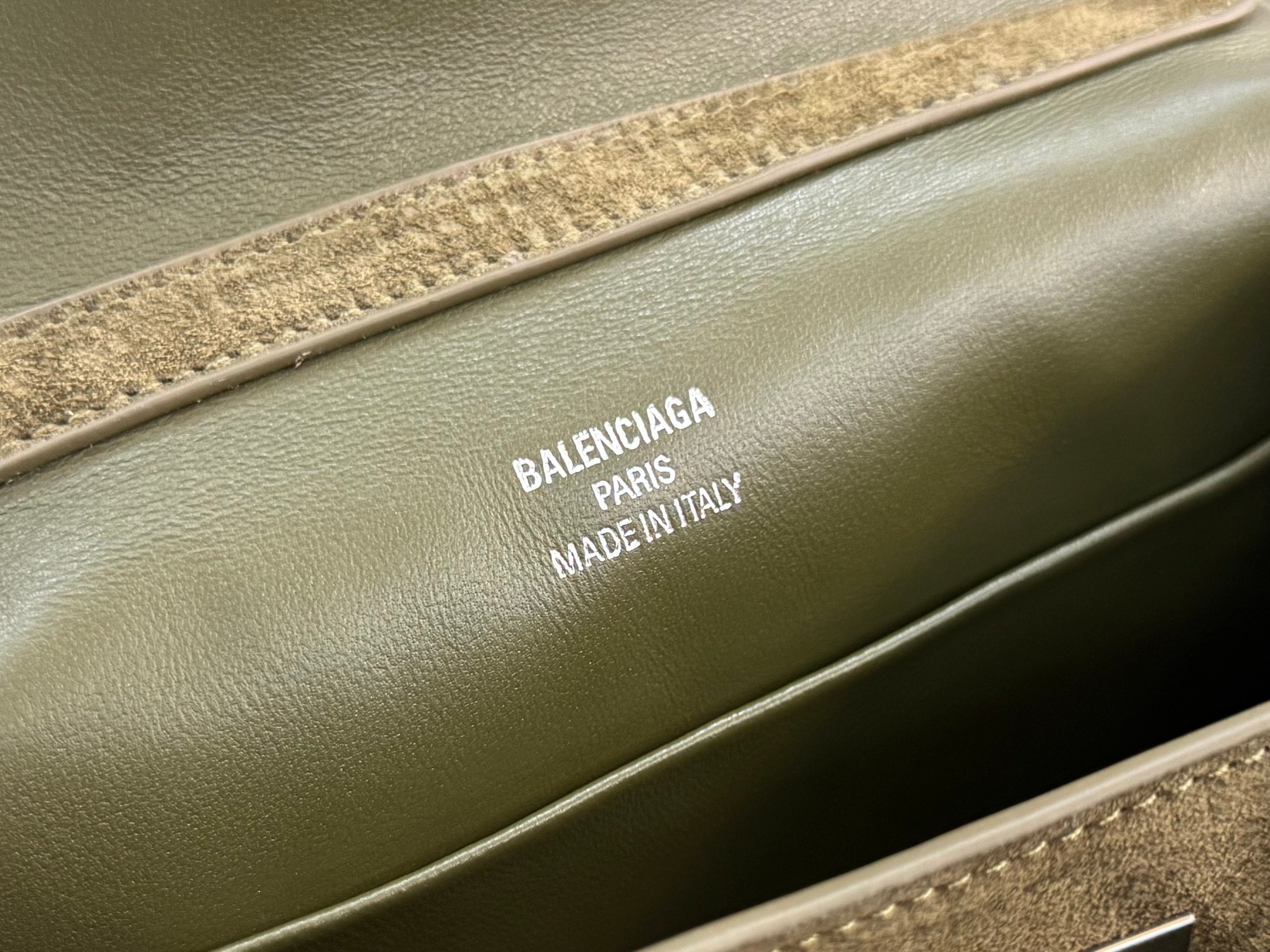 Balenciaga Mini Bag 22 Olive Green Suede Sliver Hardware