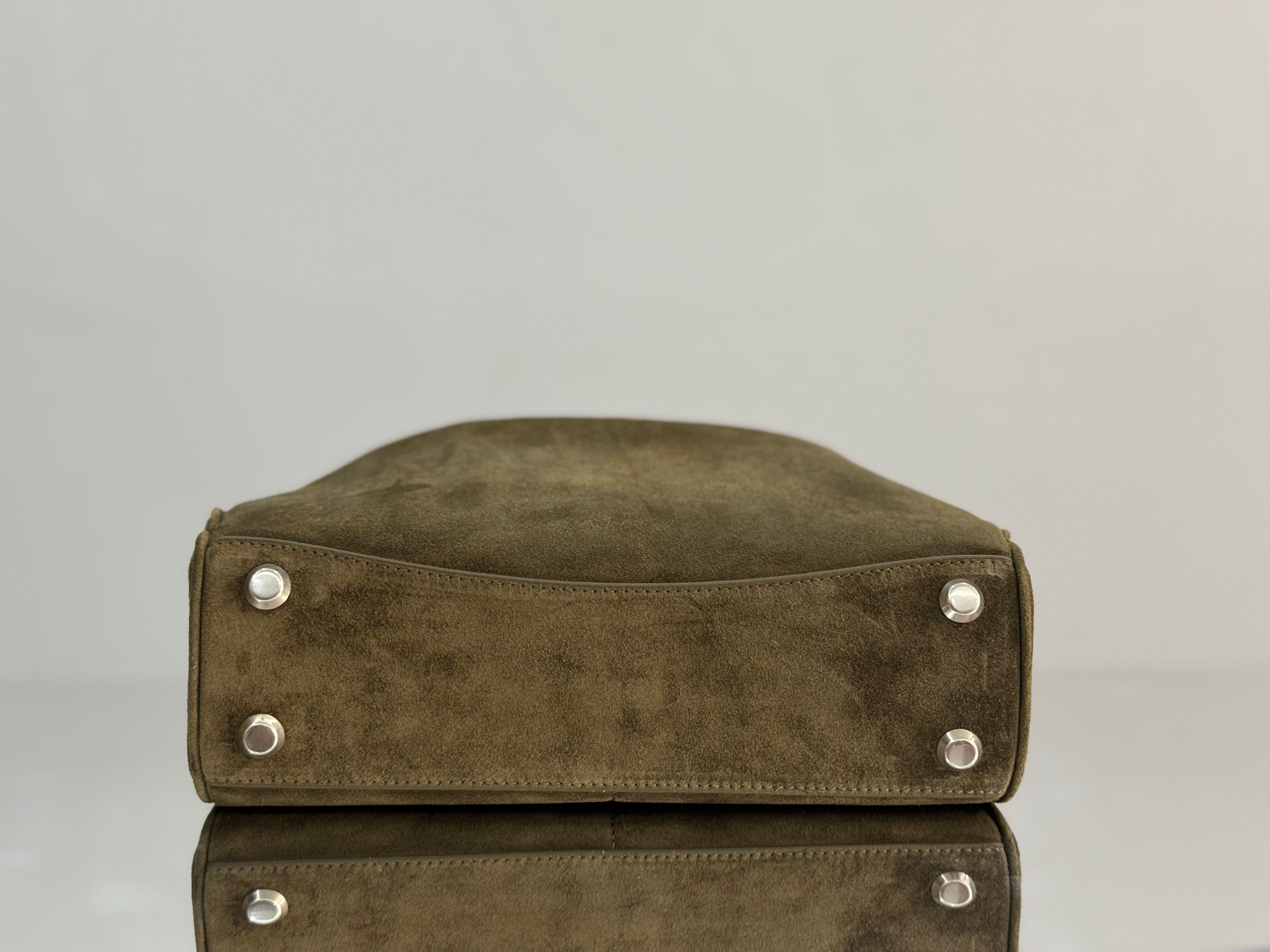 Balenciaga Small Bag 29 Olive Green Suede Sliver Hardware