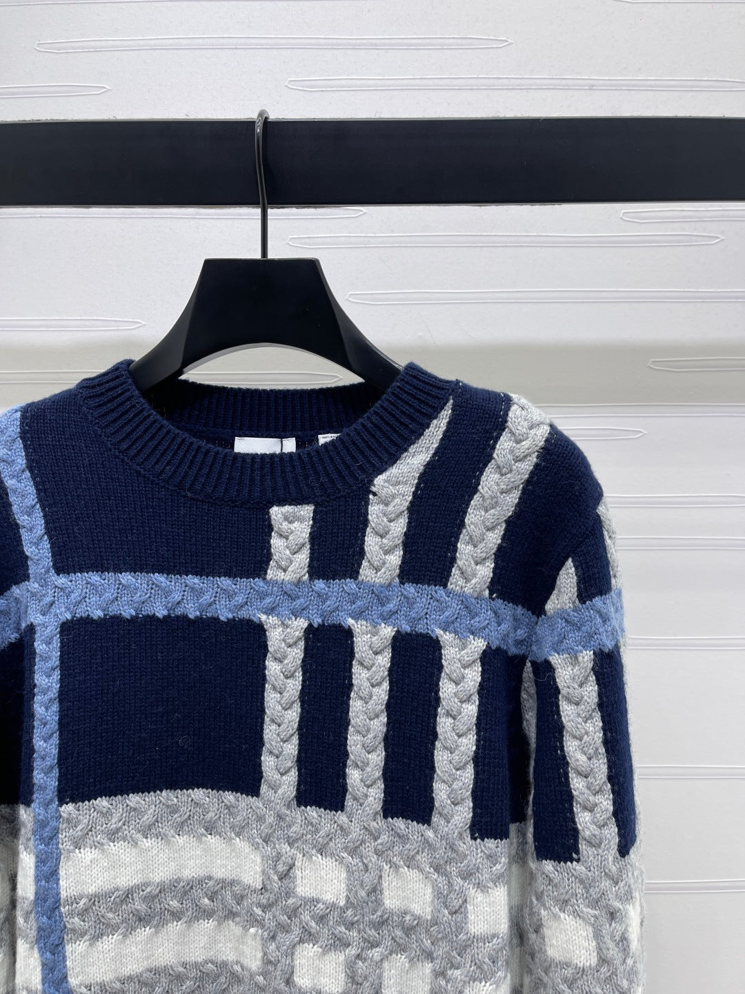 Burberry 25 Crew Neck Long-Sleeve Sweater Navy Blue Wool Cashmere