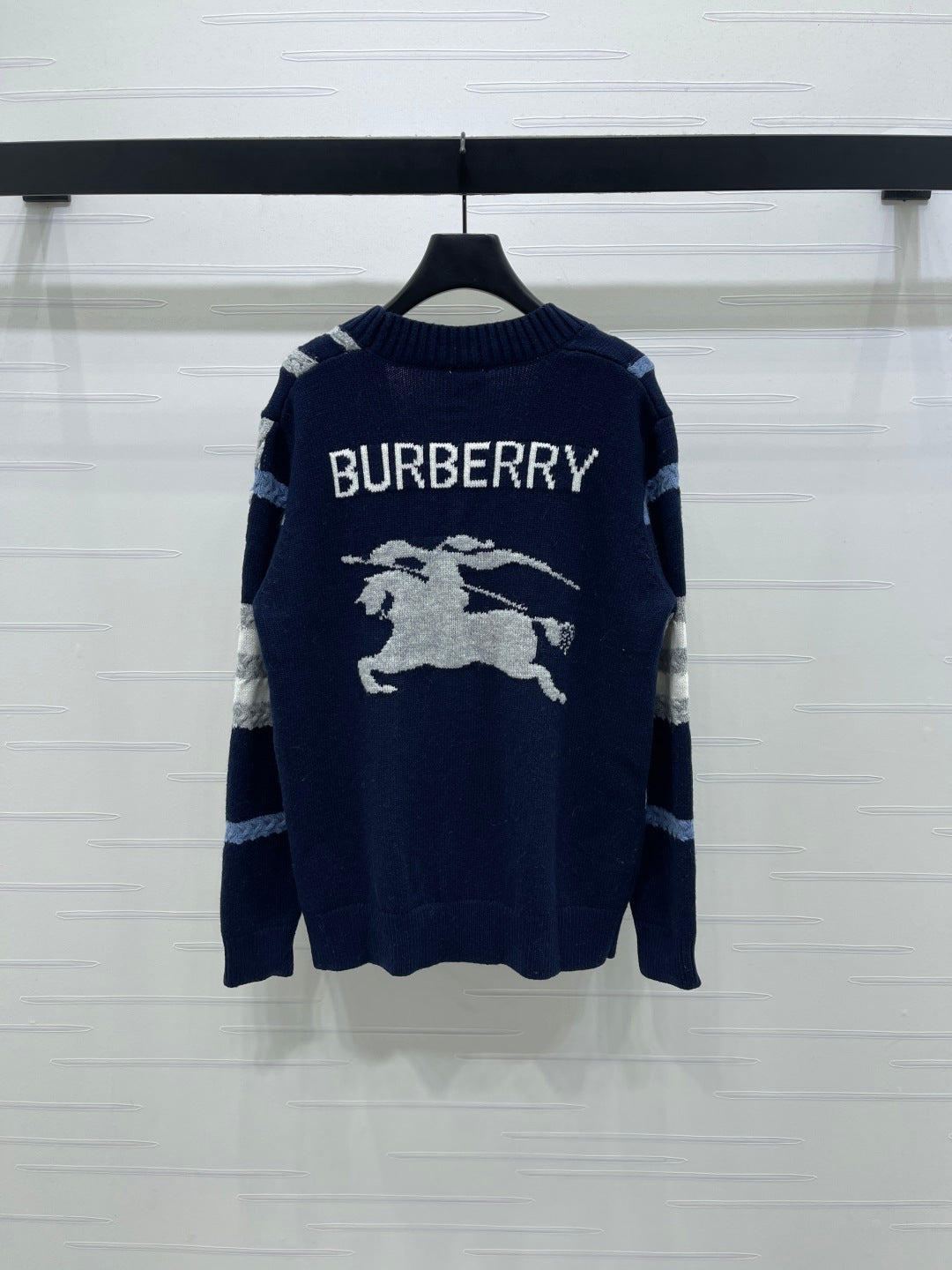 Burberry 25 V-neck Long-sleeved Cardigan Navy Blue Wool Cashmere