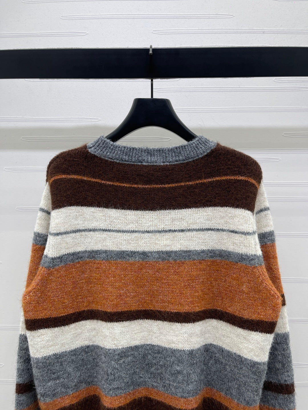 Chanel 2025 Striped Pullover Long-sleeved Sweater Brown Wool Cashmere 319607