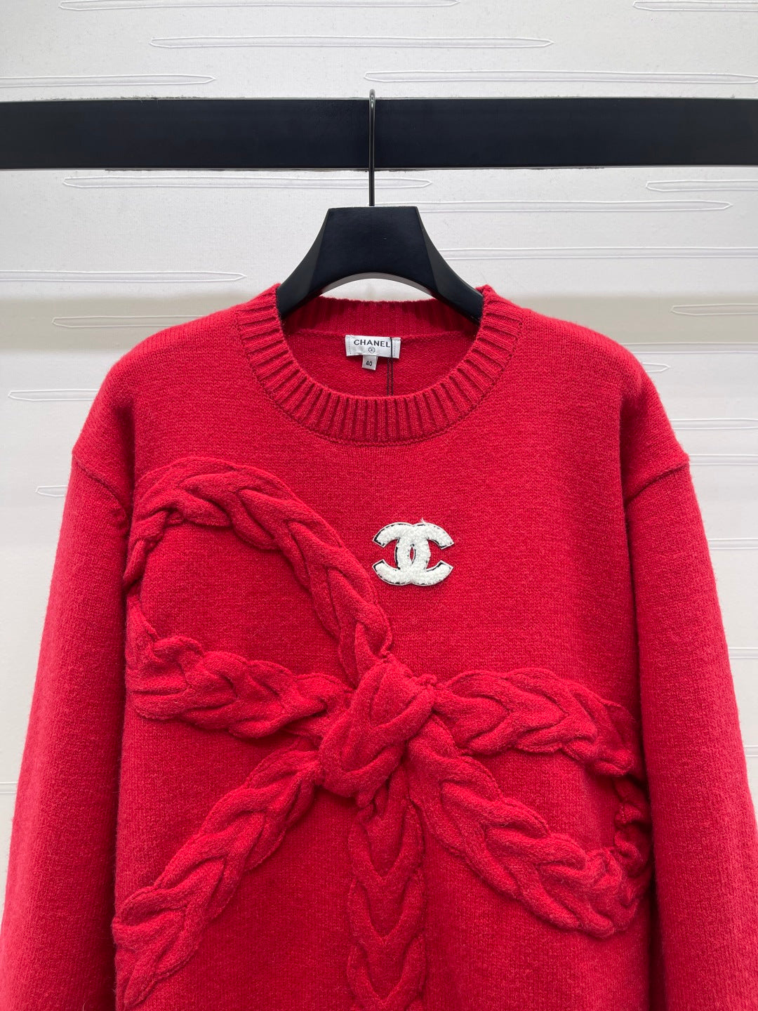 CC 26 Bow Tie Pullover Sweater Red Wool 331564