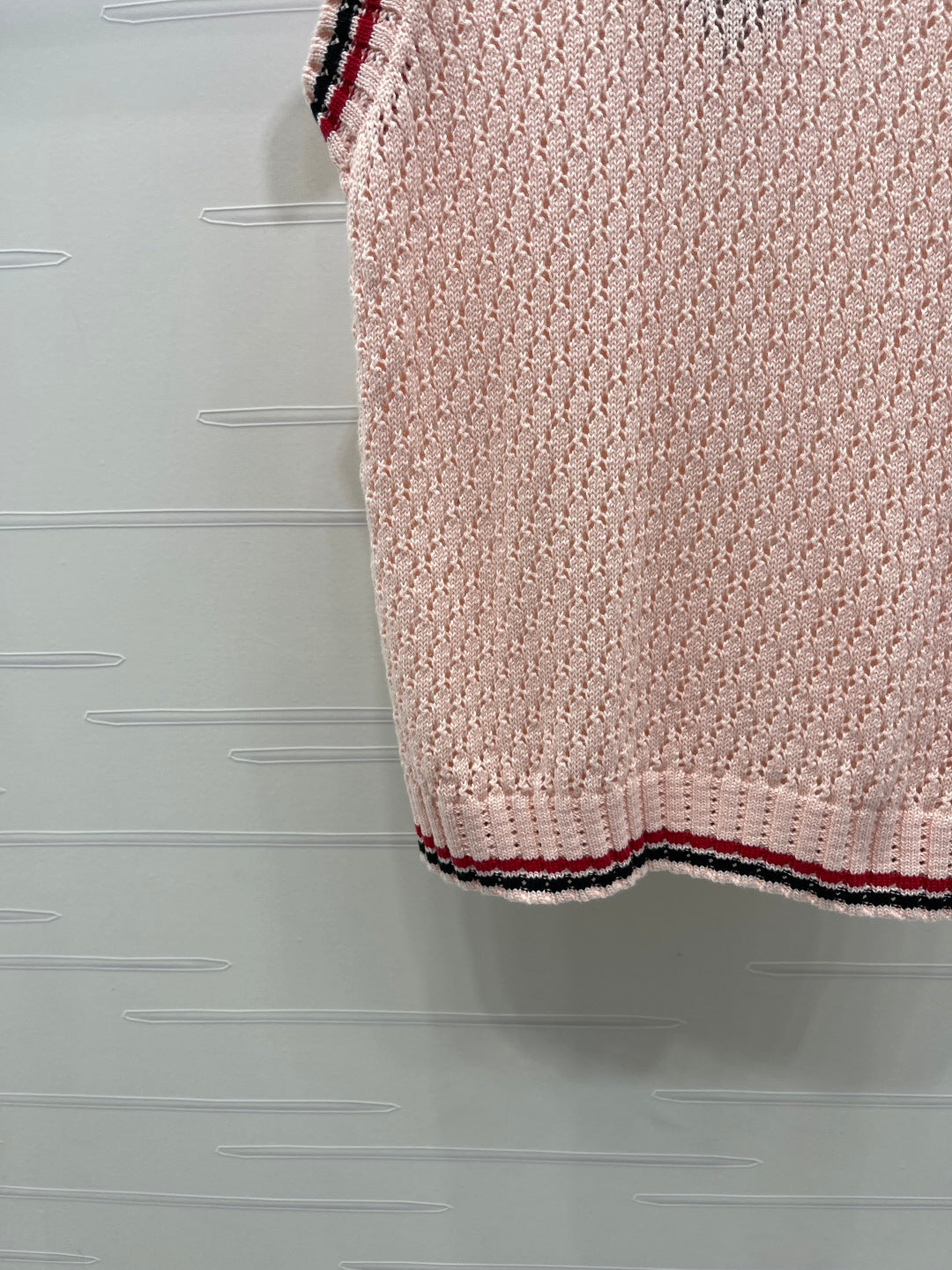 Miumiu 2026 V-neck Openwork Knit Vest Pink Wool 299316