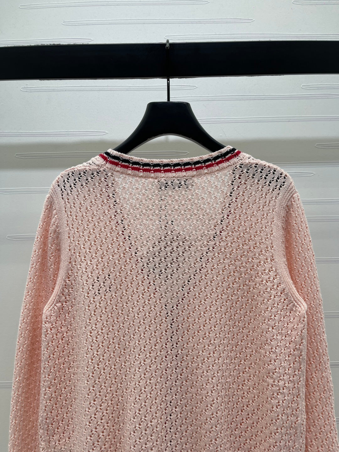 Miumiu 2026 V-neck Openwork Knit Cardigan Pink Wool 299315