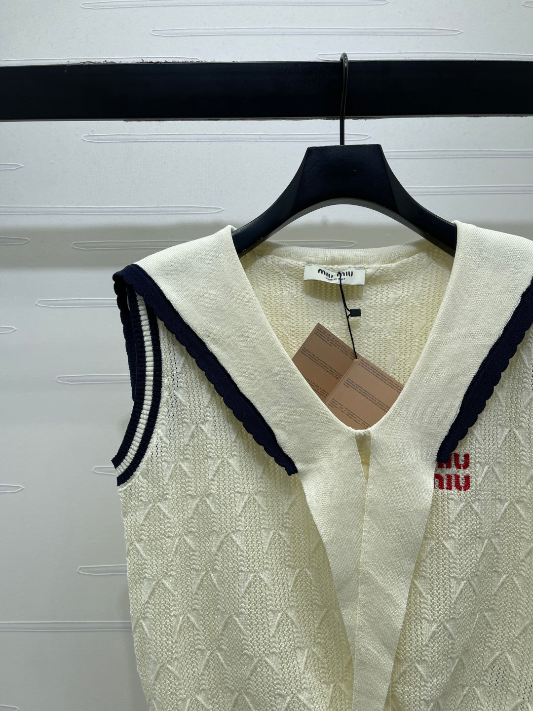 Miumiu 2026 Cable-knit Sleeveless Sweater Vest Cream Cotton