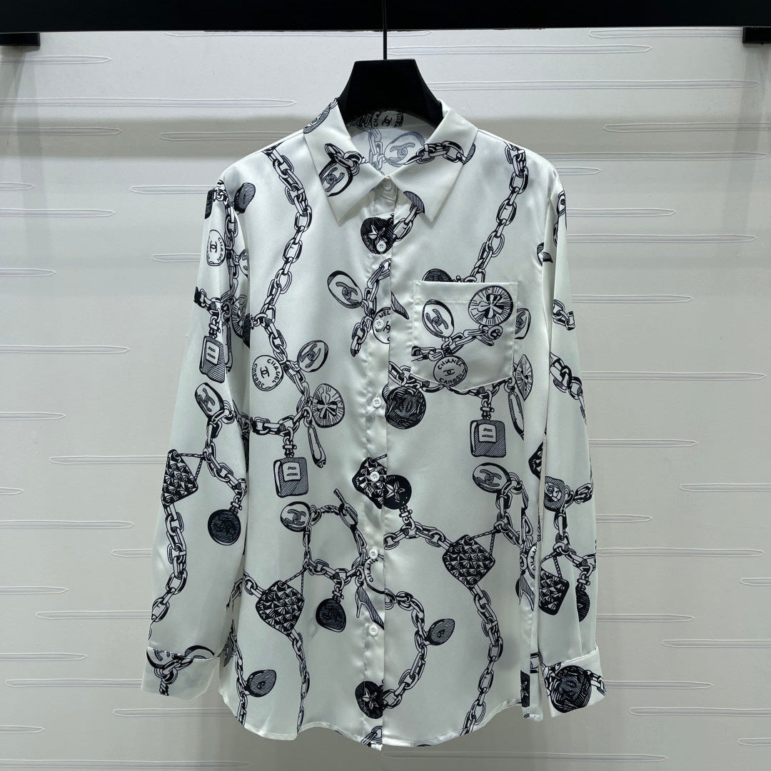 Chanel 2026 Long-sleeved Shirt With Chain Pattern 289851