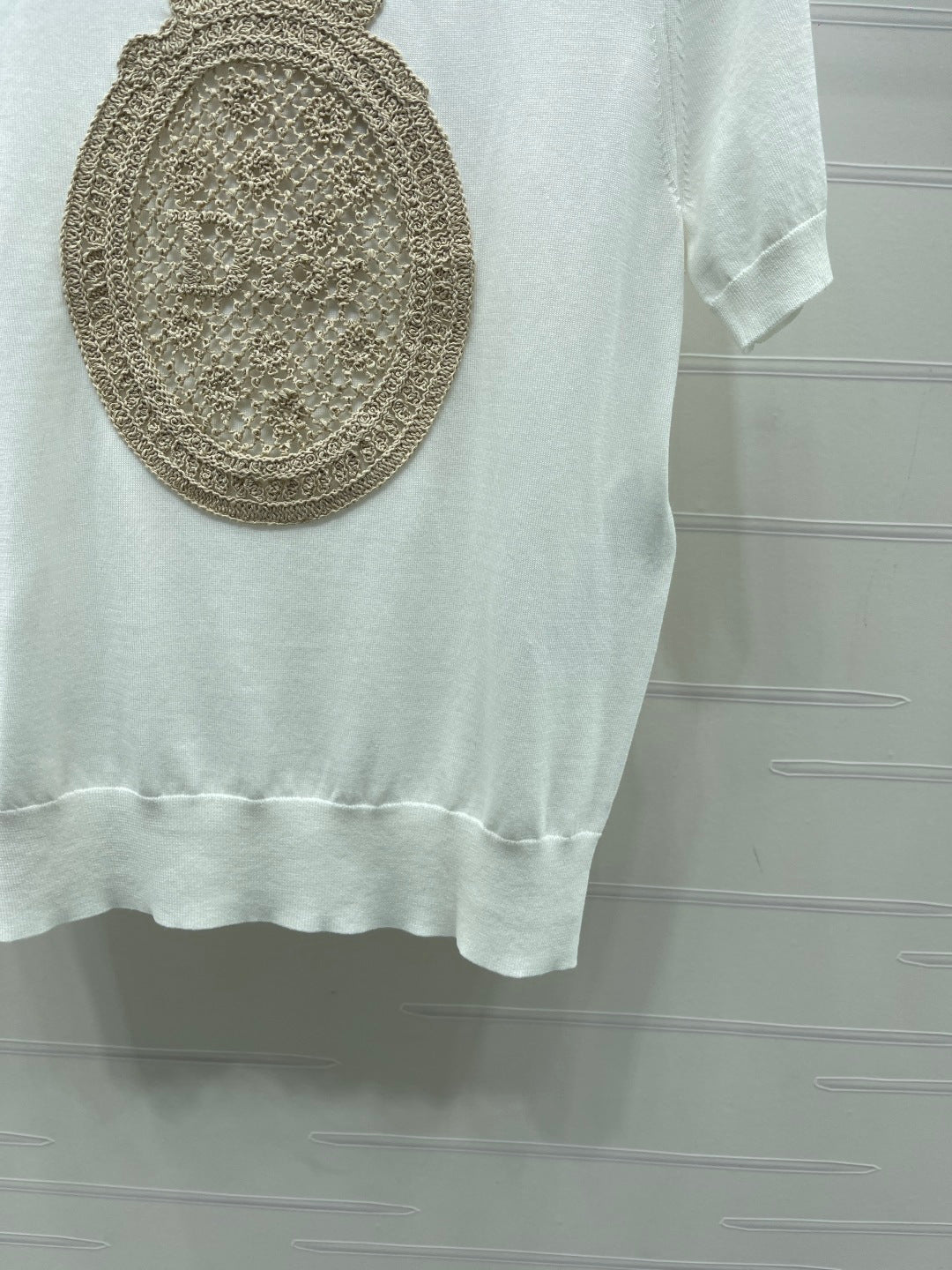 Dior 2026  Embroidered Collared Knit Short-sleeved Top 392653