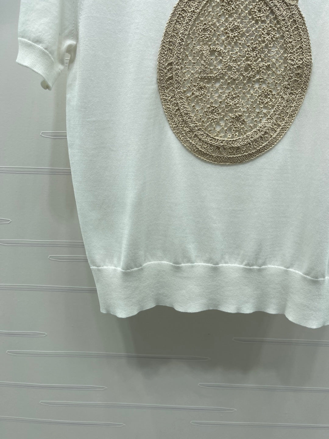 Dior 2026  Embroidered Collared Knit Short-sleeved Top 392653