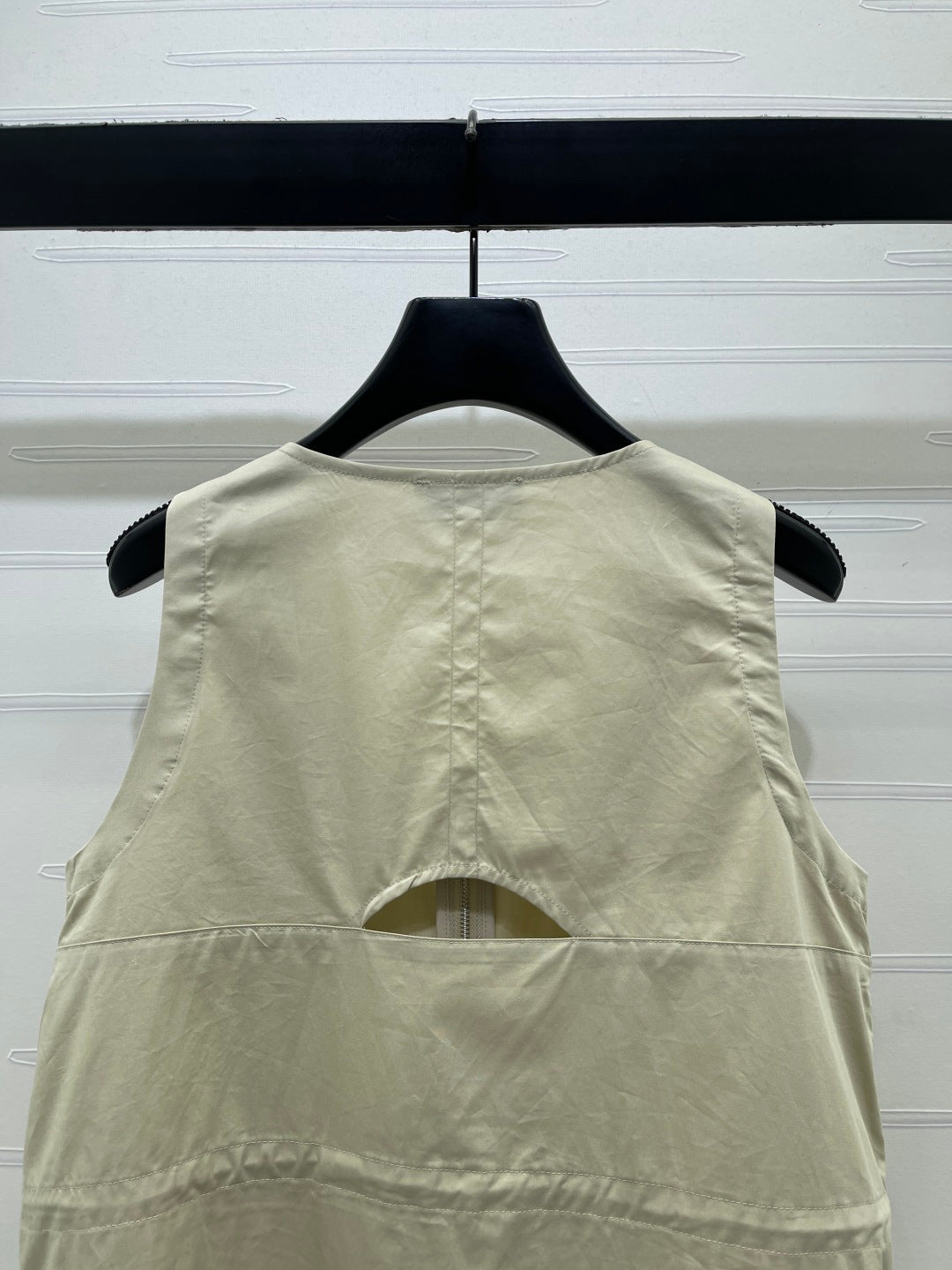 Miumiu 2026 Letter Label Waist-cinching Vest Dress Beige Polyester 392570