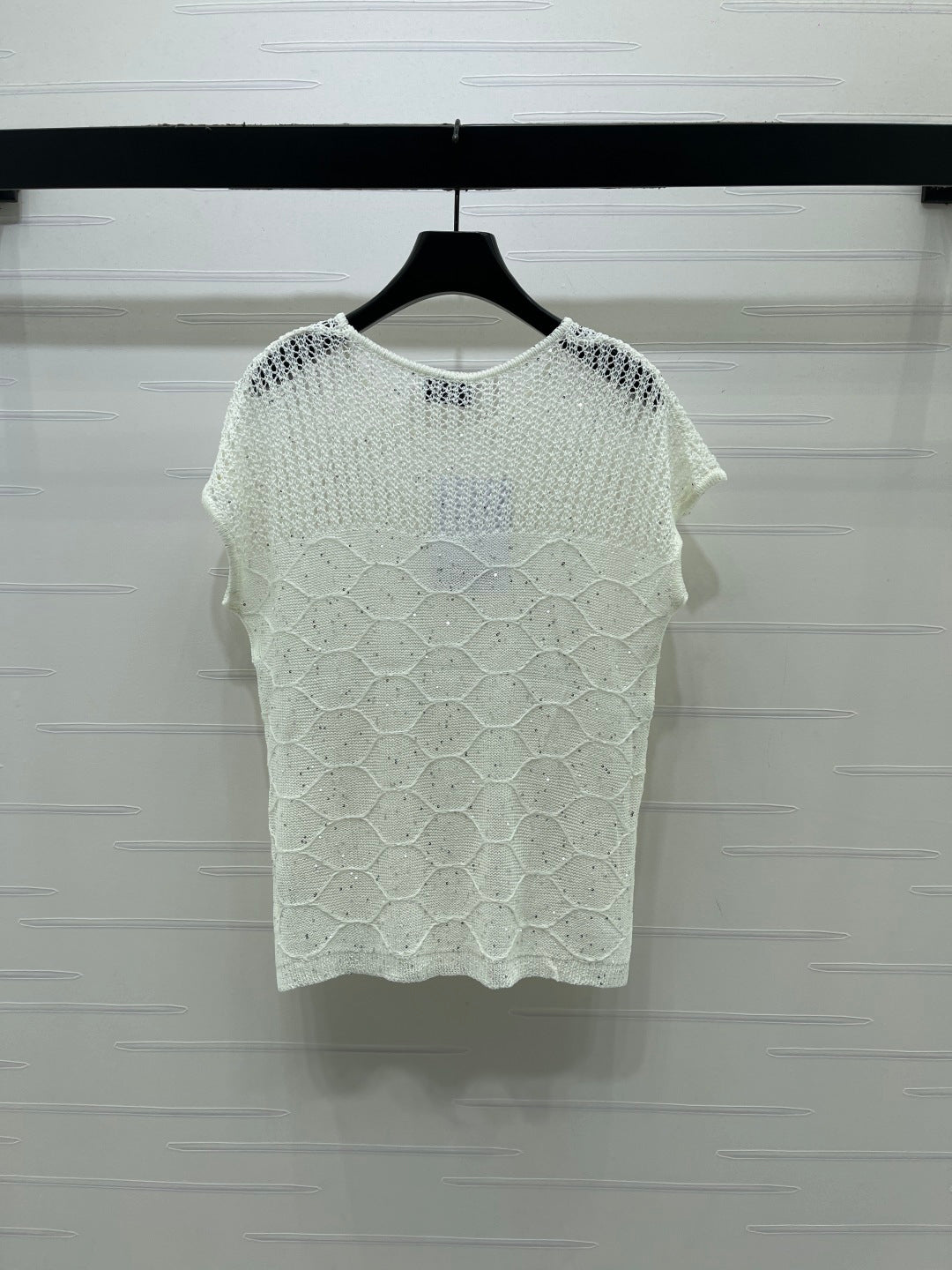 Chanel 2026 Round Neck Hollow Out Knit Short Sleeve Tencel 397438