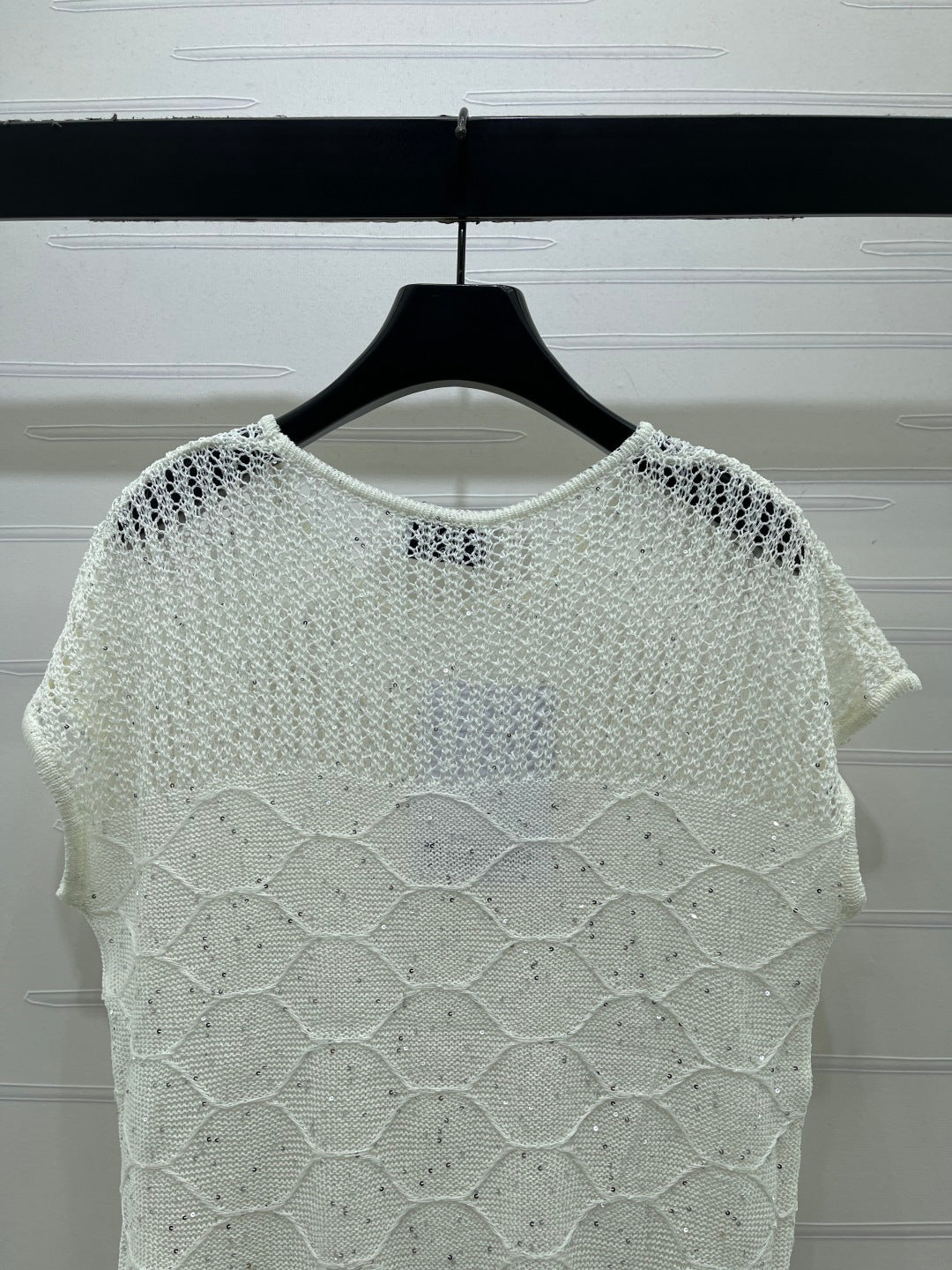 Chanel 2026 Round Neck Hollow Out Knit Short Sleeve Tencel 397438