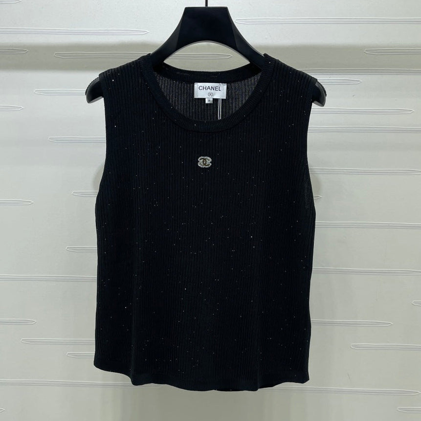 Chanel 2026 Tank Top Shirt Black Wool 401614