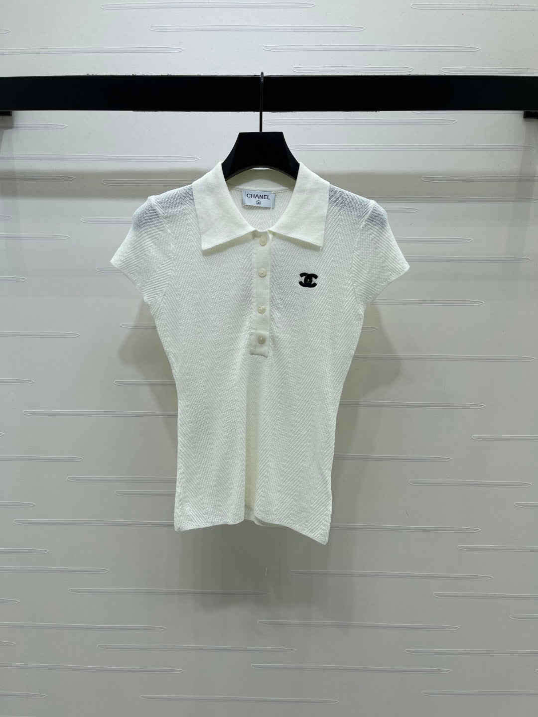 Chanel 2026 Collared Knit Short-Sleeve Shirt Tencel 677741