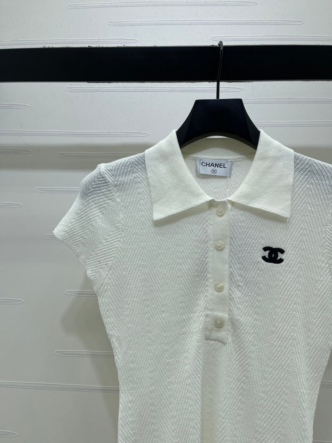Chanel 2026 Collared Knit Short-Sleeve Shirt Tencel 677741