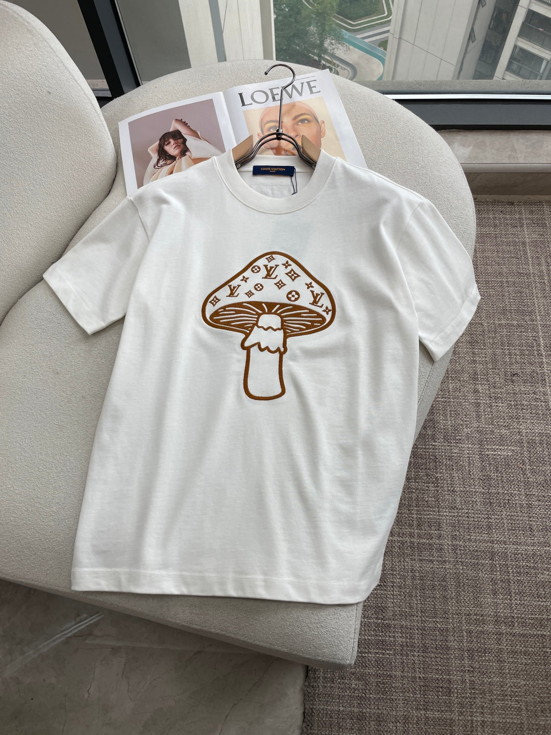 LV 26A Short-Sleeve T-Shirt Mushroom Pattern Cotton 405945