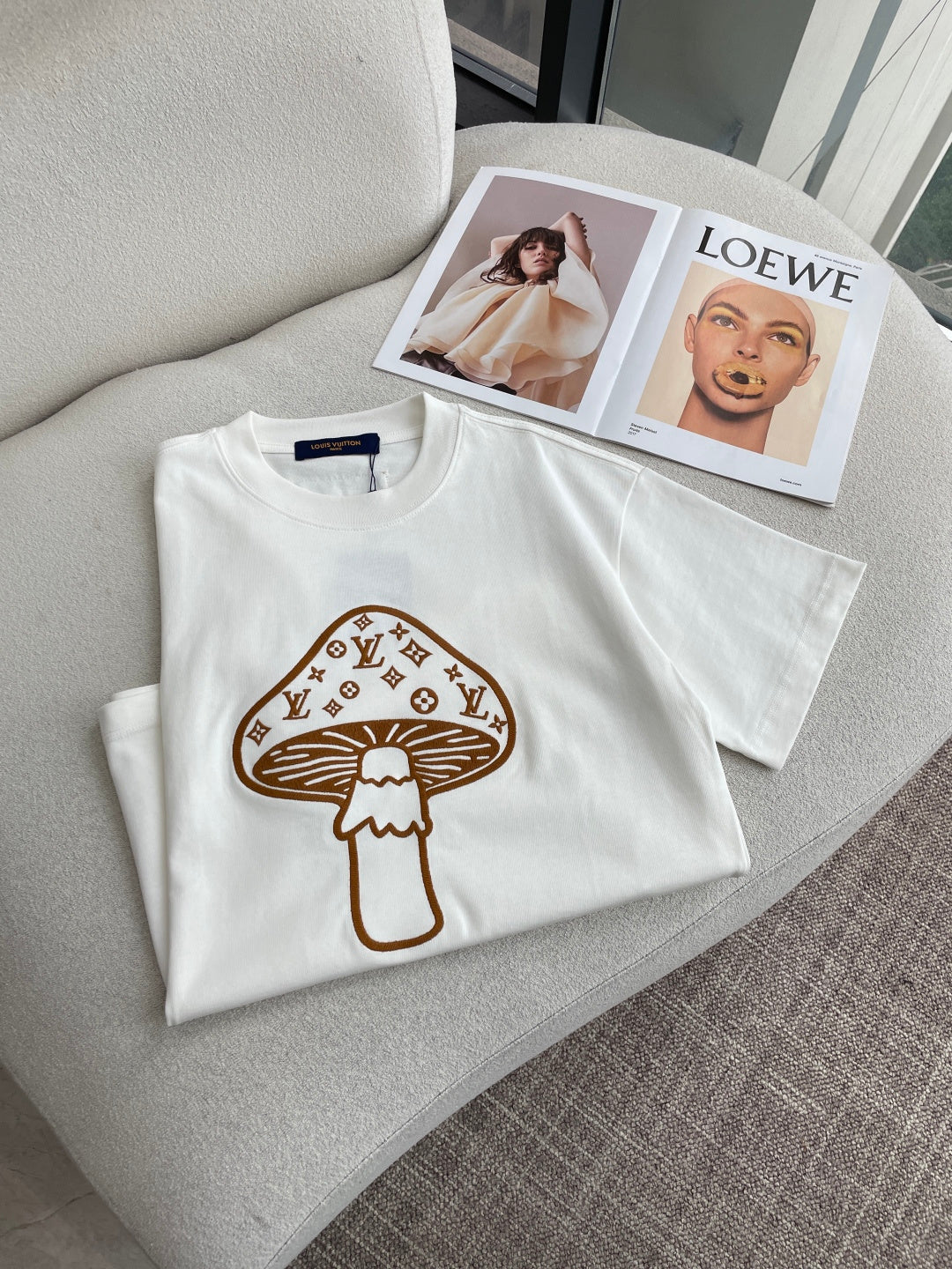 LV 26A Short-Sleeve T-Shirt Mushroom Pattern Cotton 405945