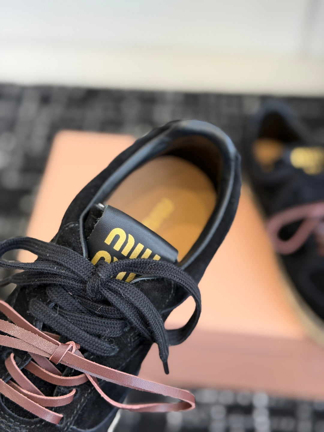 Miu Miu 2026 Espadrille Sneaker Black Suede Woven 621336