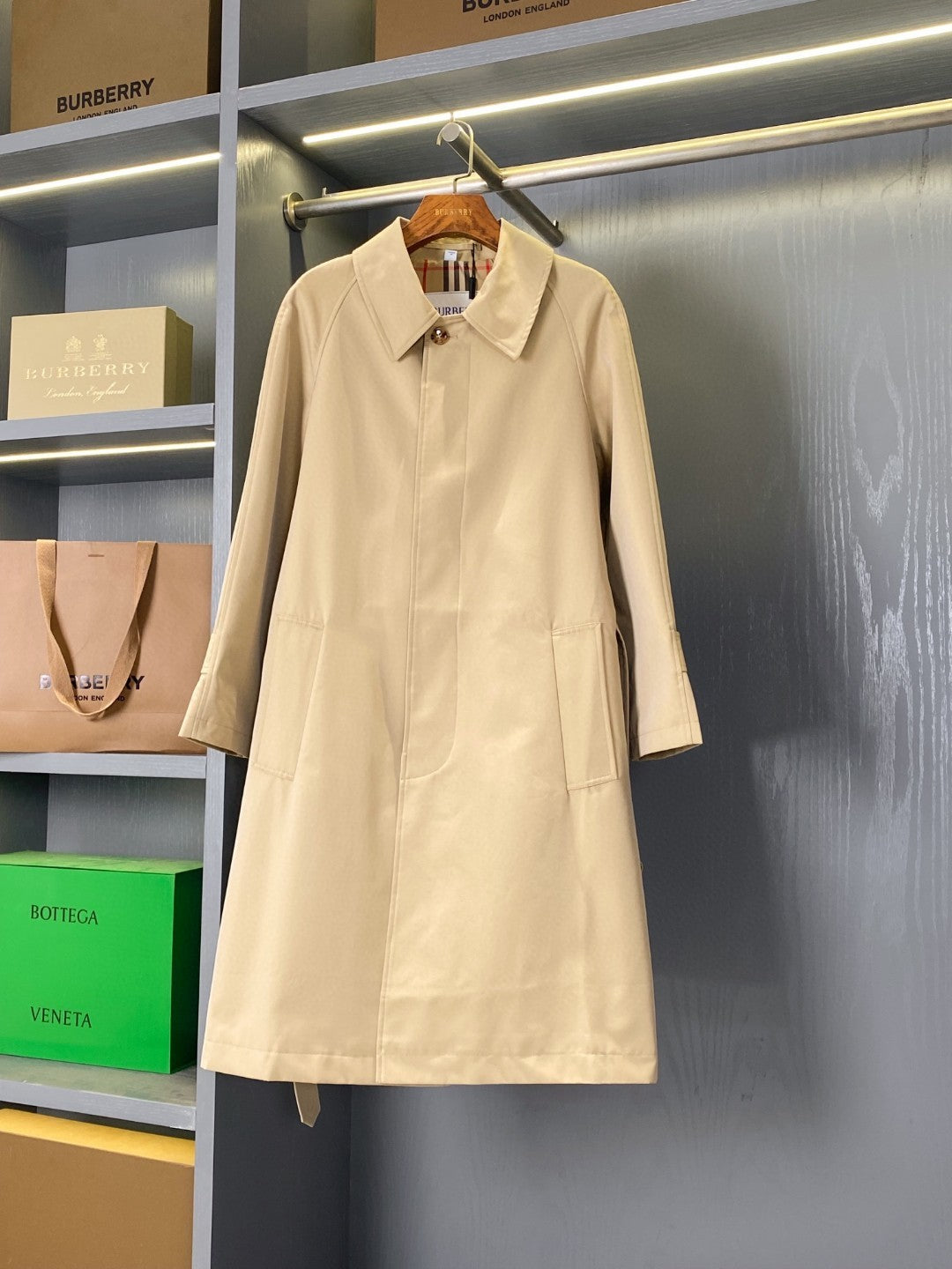 Bur 25 Beige Long Coat Simple Design 238424