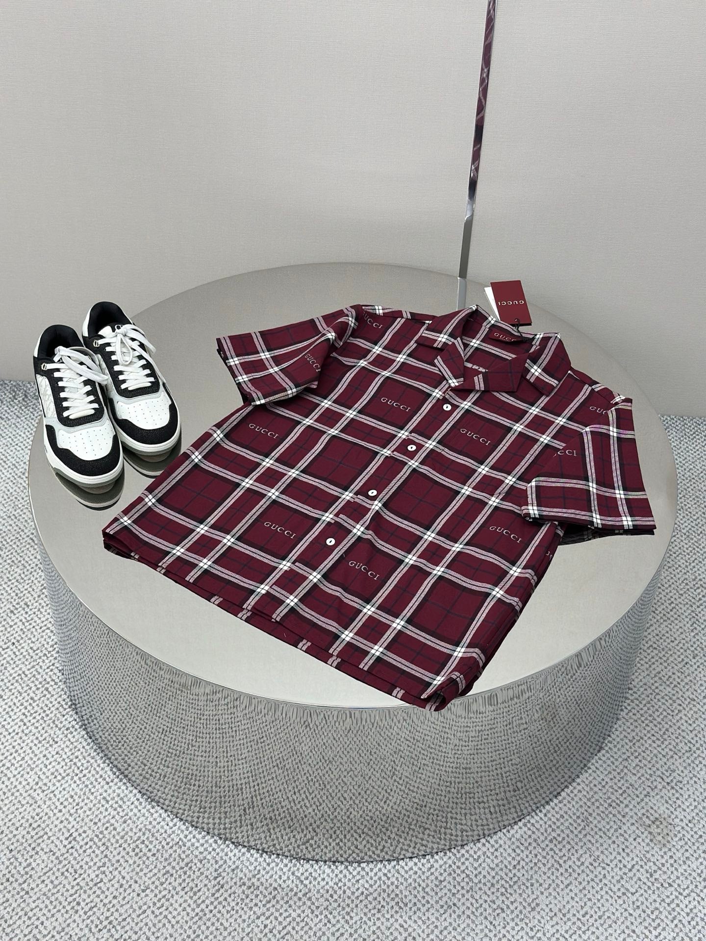 GC 2026 Men's Short-sleeved Shirt Burgundy Cotton 699257
