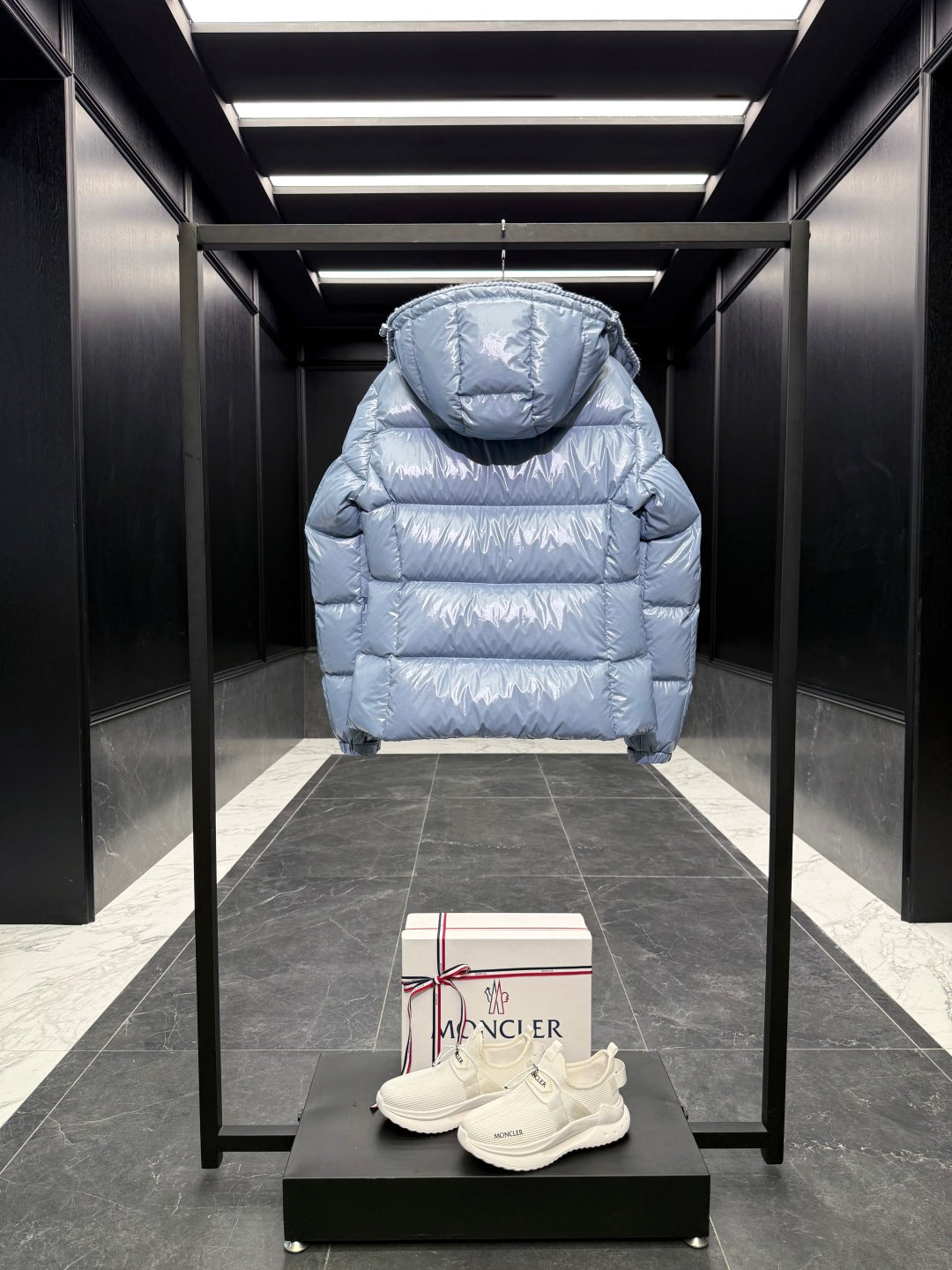 MC 25 Down Jacket Glossy Blue Grey Polyester 0015