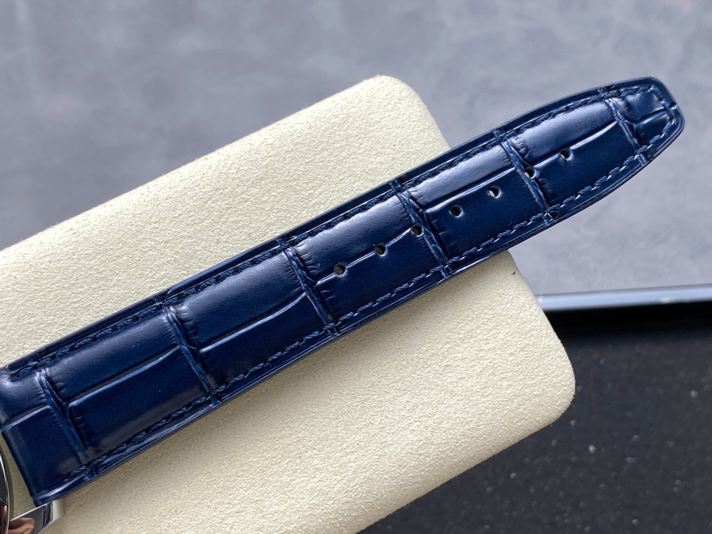 IWC Portuguese 41mm White Dial Steel Case Navy Blue Leather