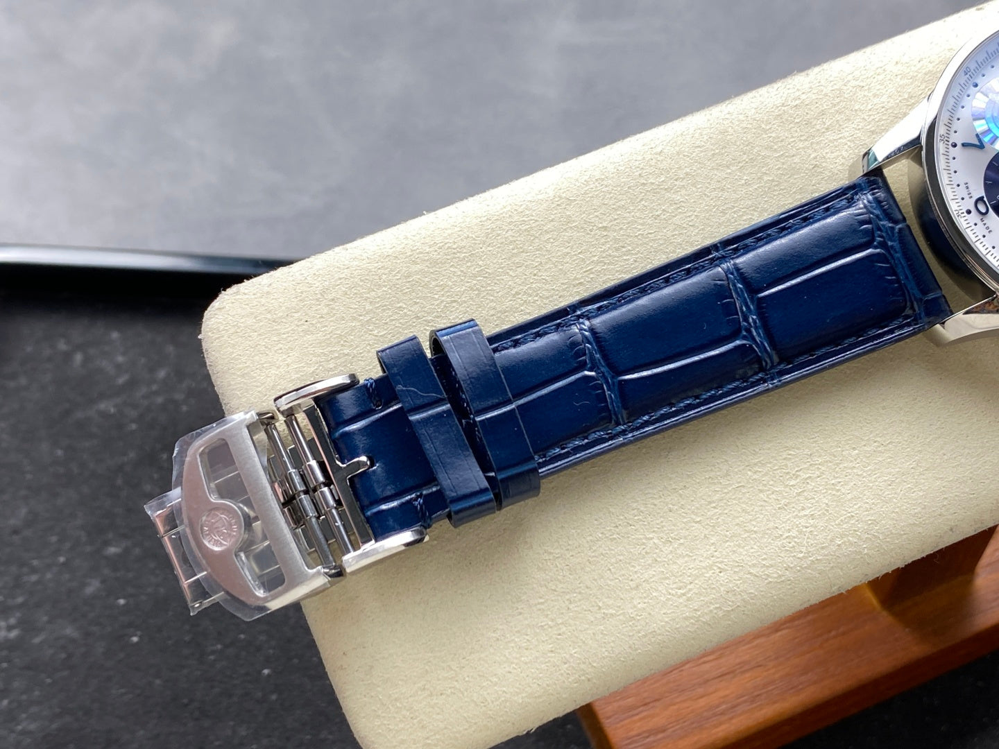 IWC Portuguese 41mm White Blue Dial Steel Case Navy Blue Leather