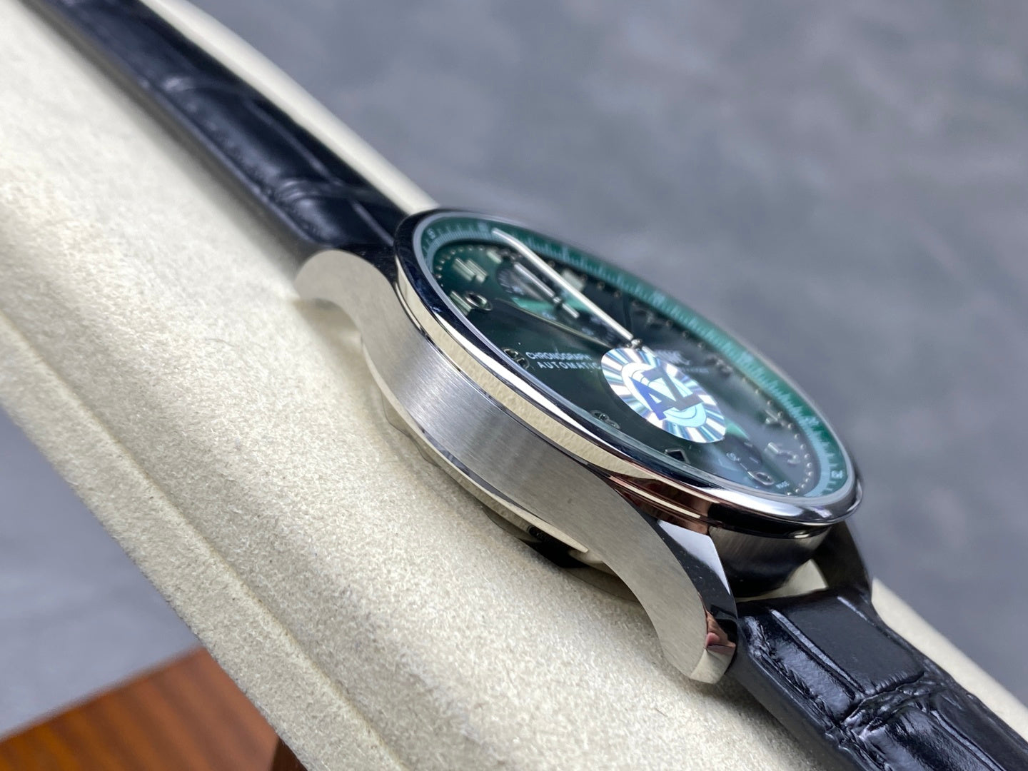 IWC Portuguese 41mm Green Dial Steel Case Black Leather