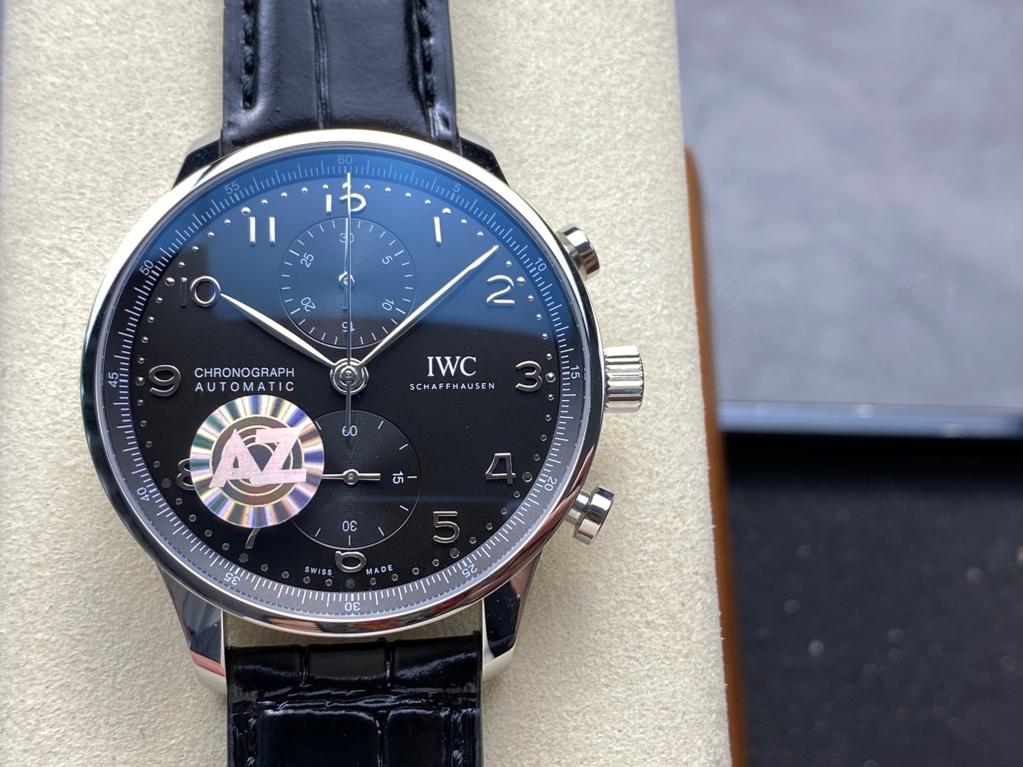 IWC Portuguese 41mm Black Dial Steel Case Leather