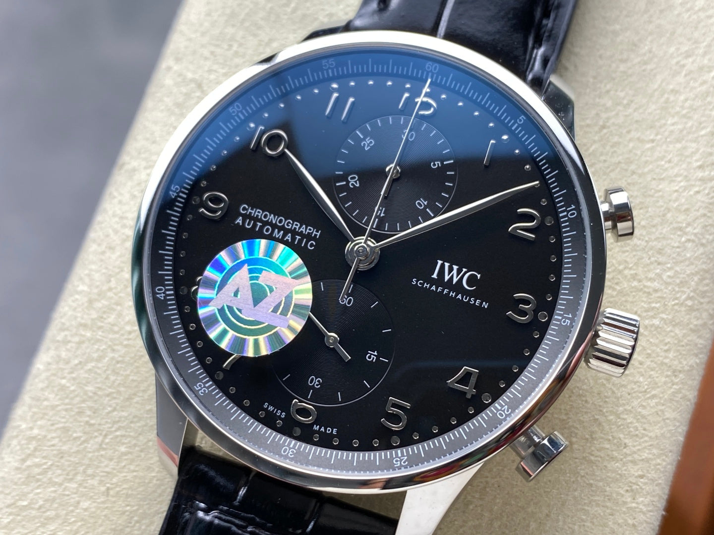 IWC Portuguese 41mm Black Dial Steel Case Leather