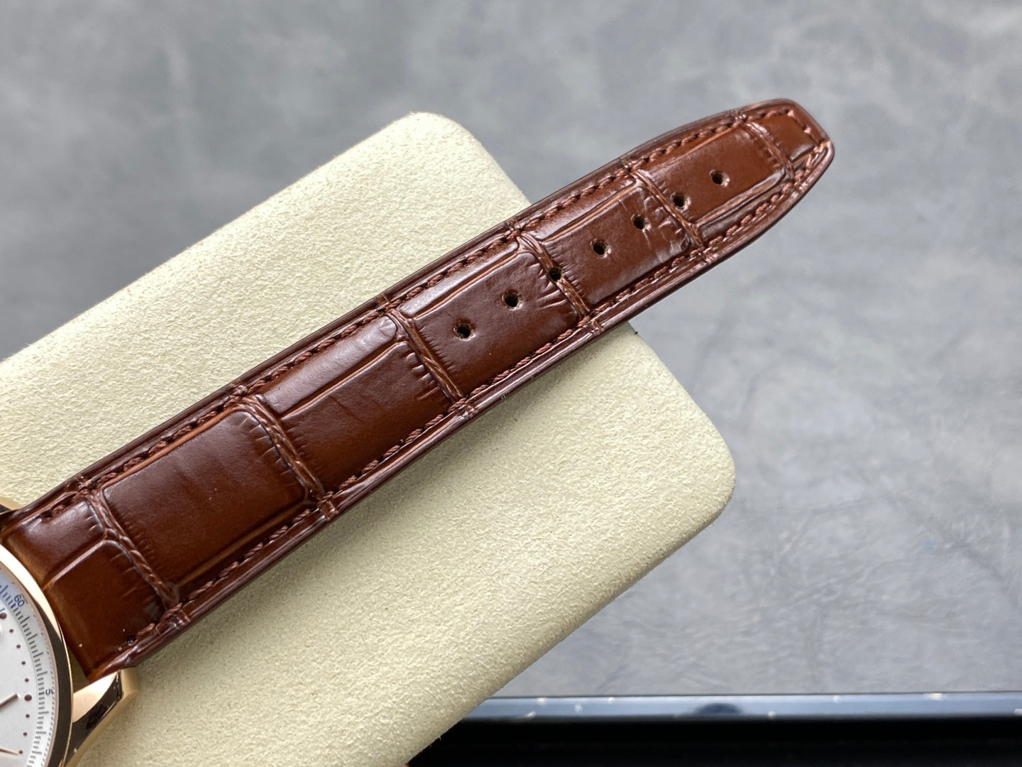 IWC Portuguese 41mm Cream Dial Pink Gold Case Brown Leather