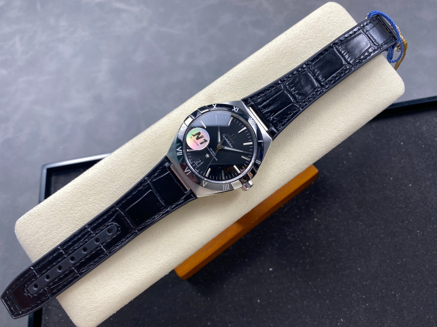Omega Constellation Co-Axial Master Chronometer 41 mm Black Dial Black Leather Strap
