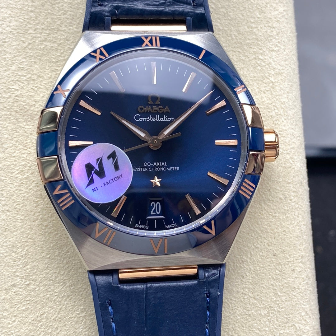 Omega Constellation Co-Axial Master Chronometer 41 mm Blue Dial Leather Strap