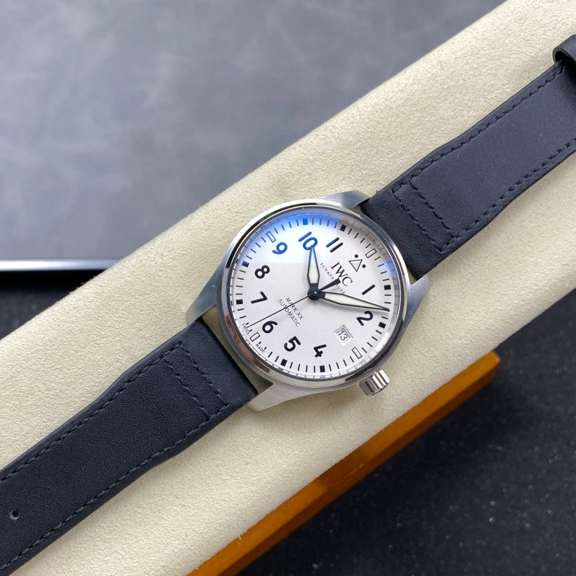 IWC Pilot 40mm Cream Dial Steel Case Black Leather Strap