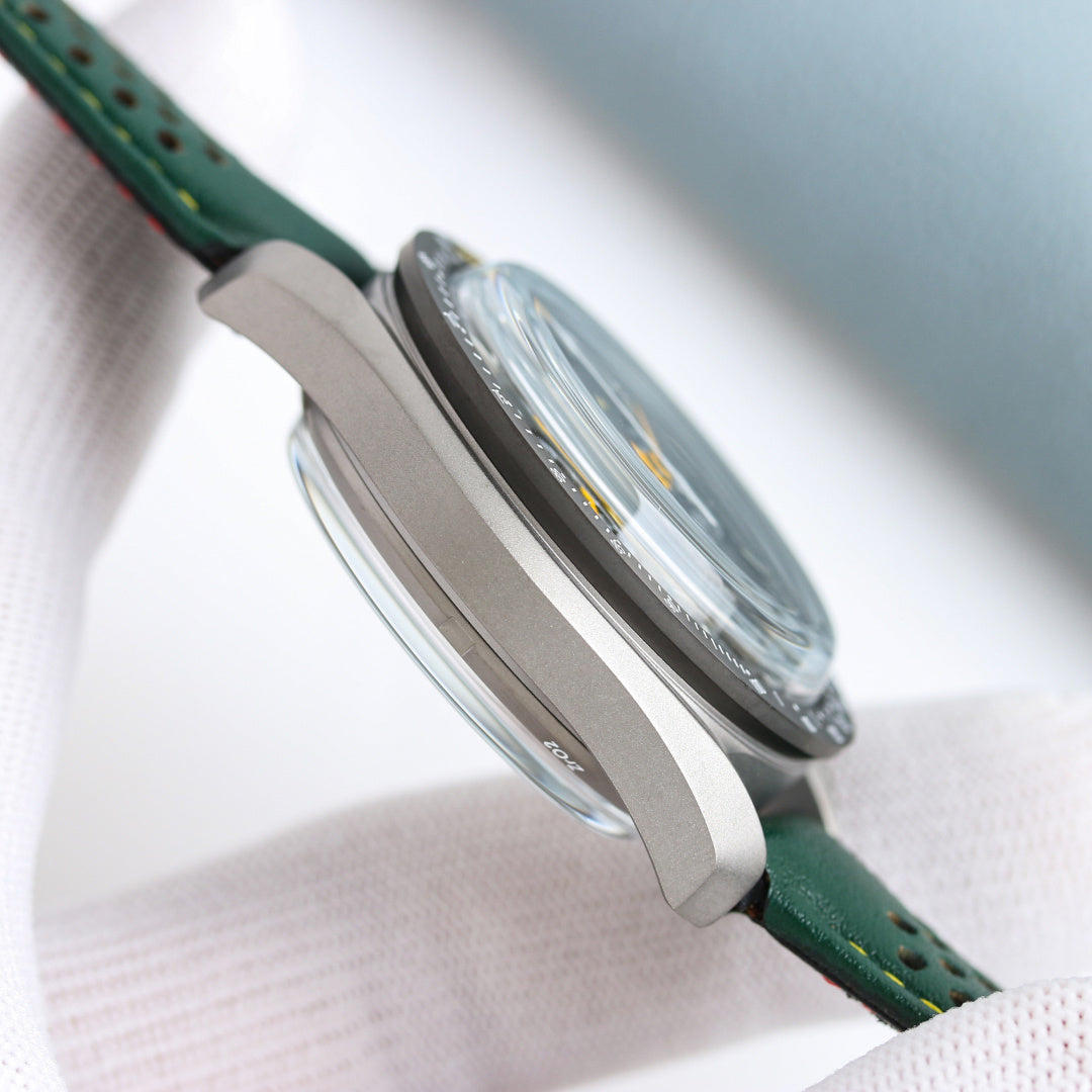 Omega Speedmaster Grey Side of the Moon 44.25mm Green Leather Strap