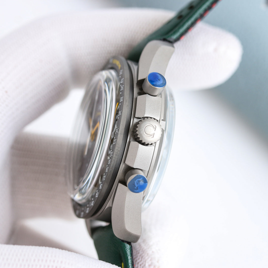Omega Speedmaster Grey Side of the Moon 44.25mm Green Leather Strap