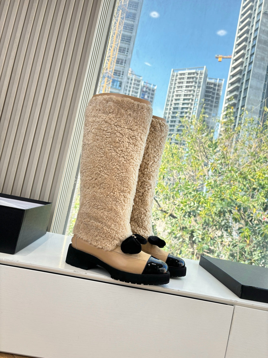 Chanel 2026 Coconeige Bow Boots Wool Cowhide 197168