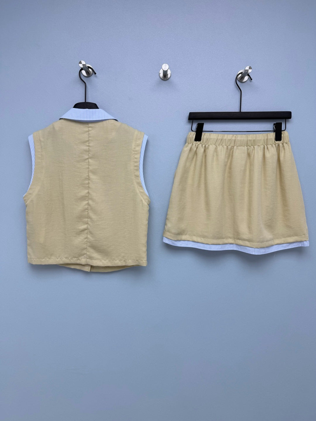 MiuMiu 2026 Vest and Skirt Set Brown Cotton 643288