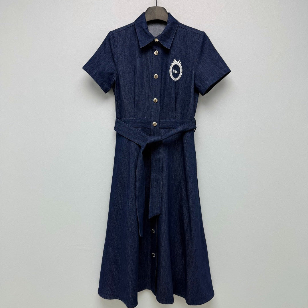 Dior 2026 Denim Short-Sleeve Dress Blue Cotton 350912