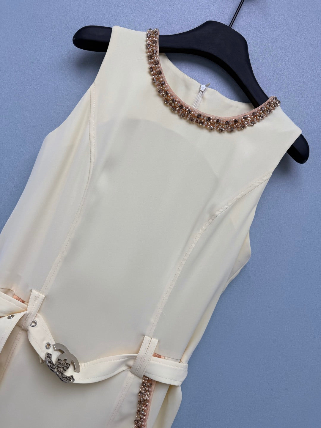 Chanel 2026 Sleeveless Dress Cream Brown Cotton 400298