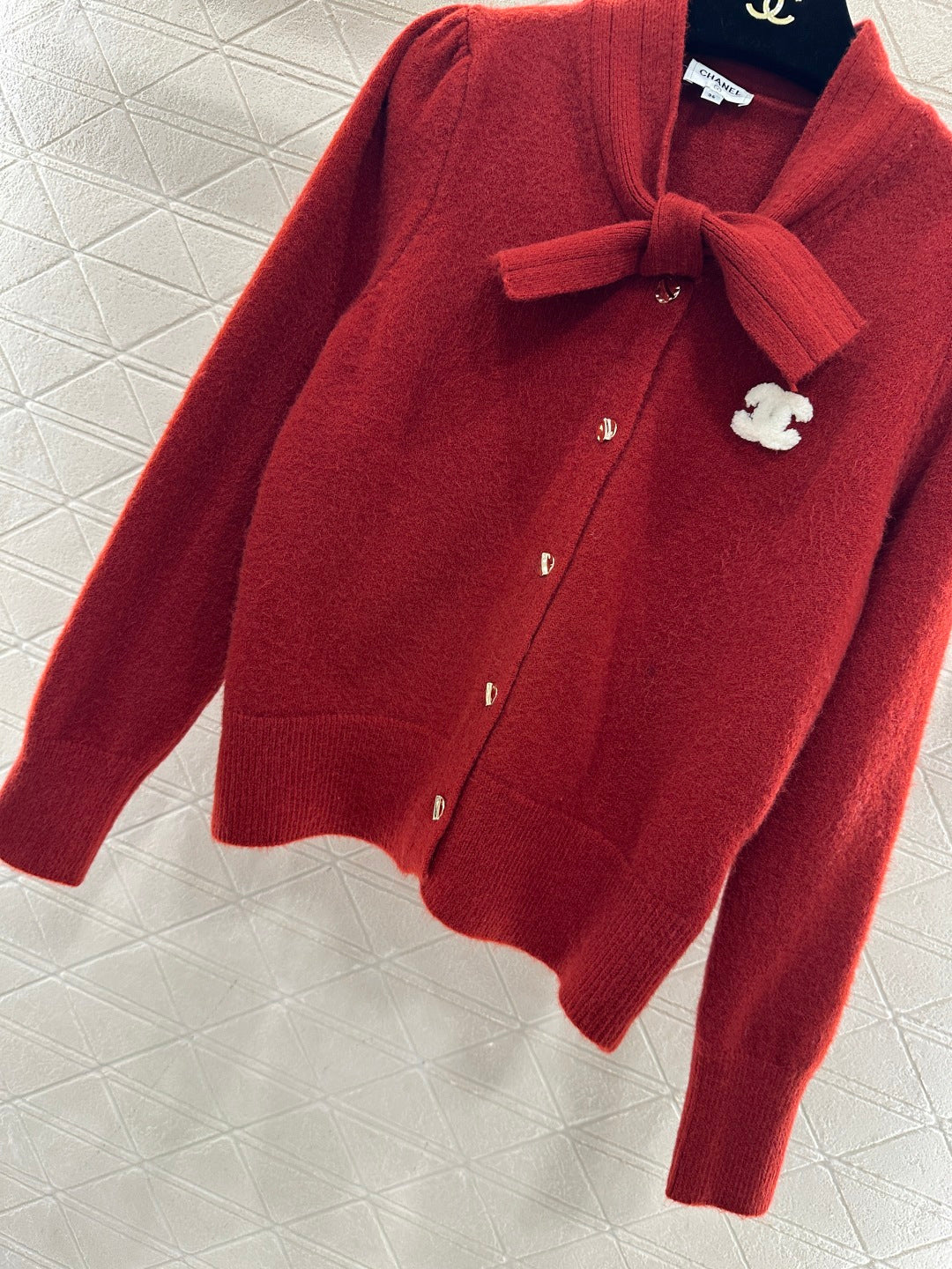 CC 26 Bow Knit Cardigan Red Wool 329957