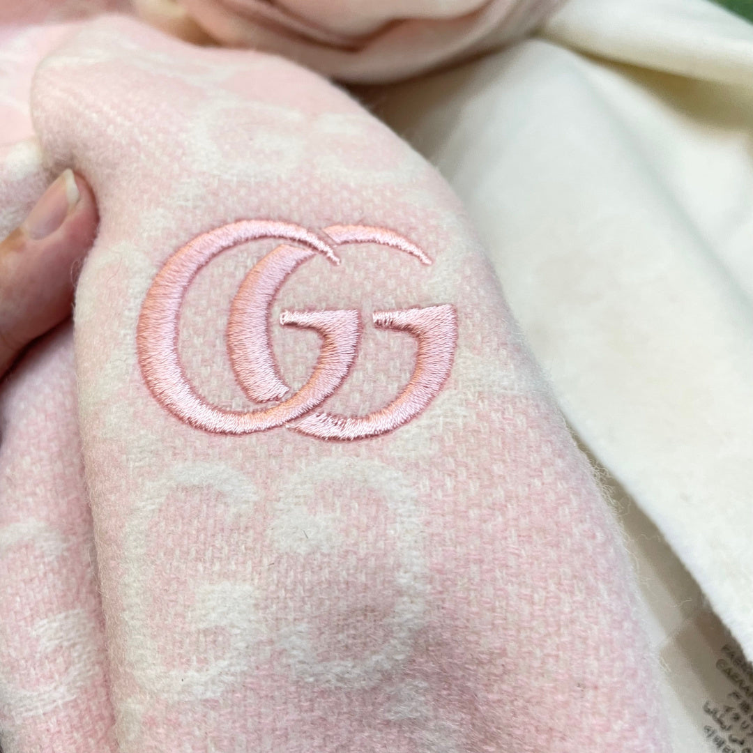 GG Double G Jacquard Scarf 180CM  Light Pink Wool 283075