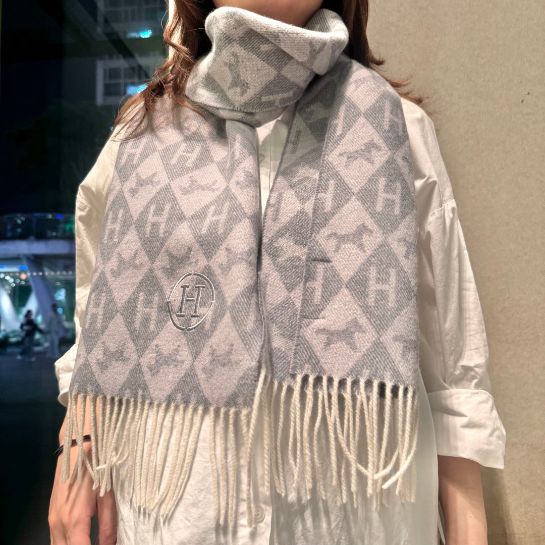 HM 25s Reversible Scarf 200cm Gray Cashmere 960510