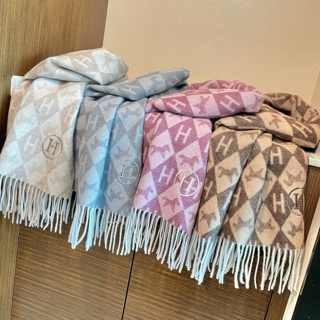 HM 25s Reversible Scarf 200cm Brown Beige Cashmere 960511