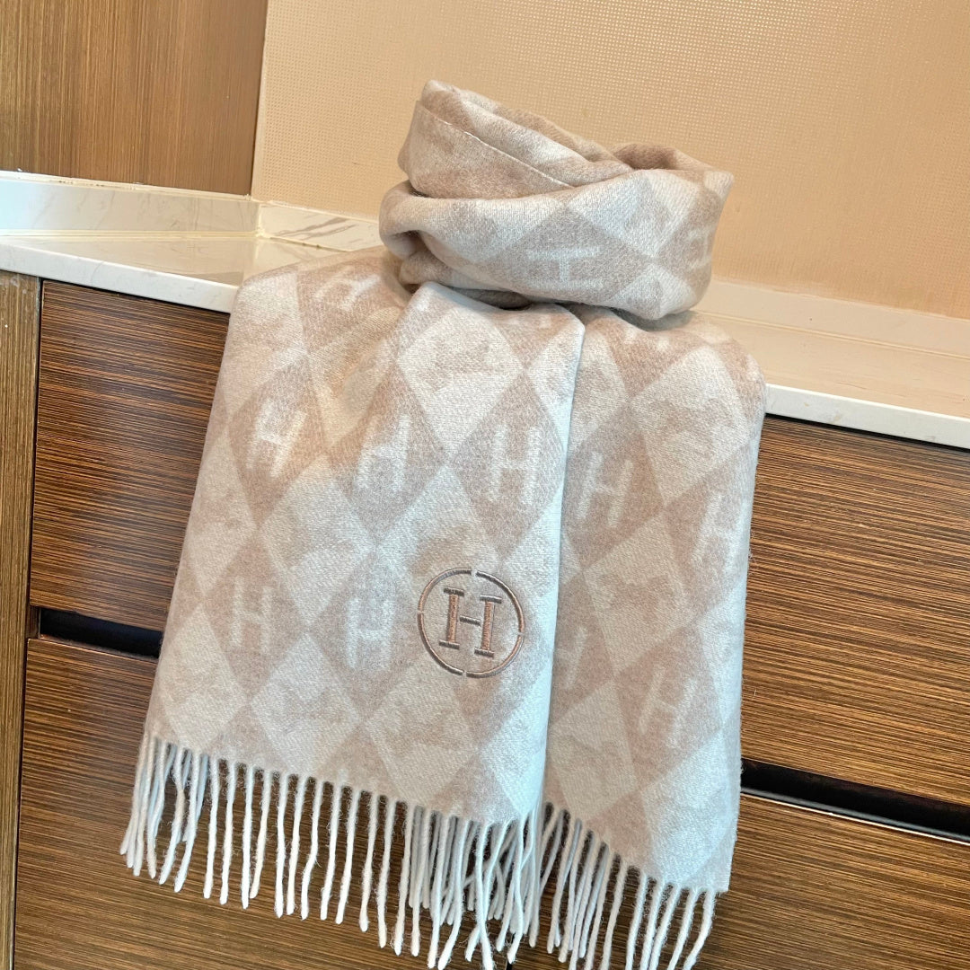 HM 25s Reversible Scarf 200cm Beige Cashmere 960512