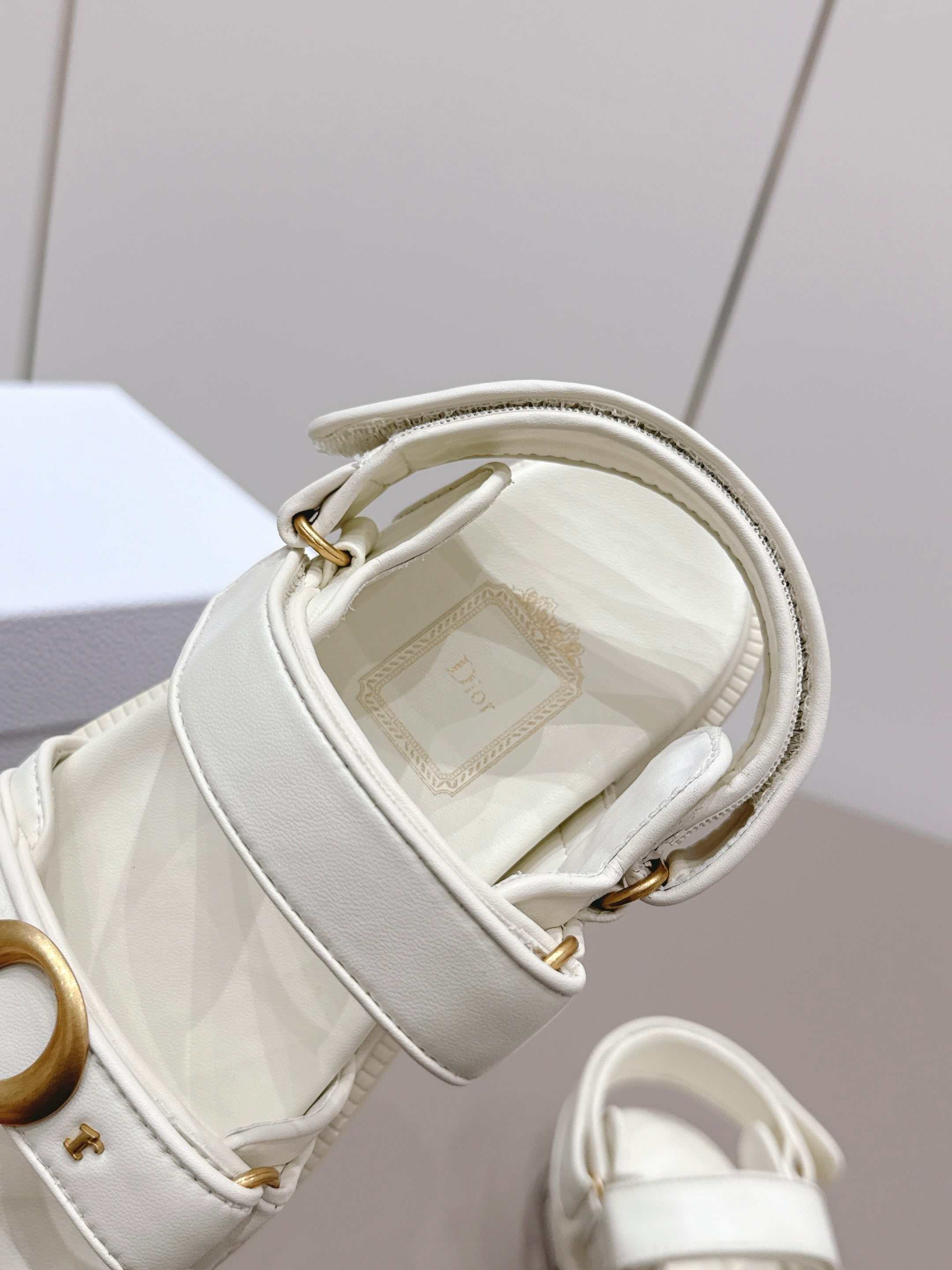 CD 26A Platform Sandal Sheepskin Gold Buckle